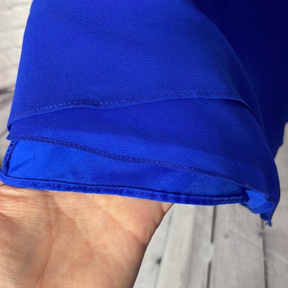 Bill Levkoff Royal Blue Strapless Chiffon Midi Bridesmaid Prom Formal Dress - 6 - Picture 5 of 8